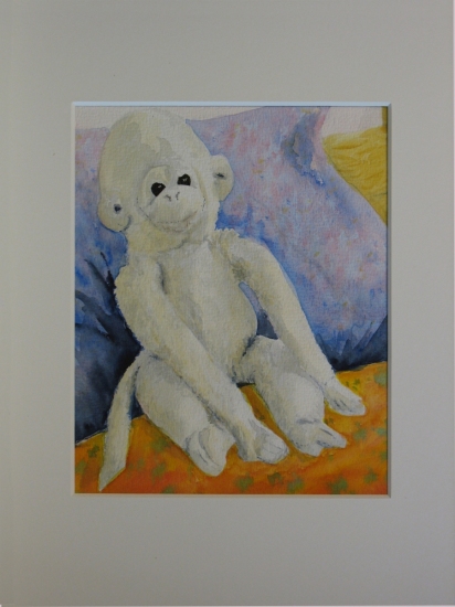 Knuffel-aapje van mijn dochter, 18x22 cm, Aquarel 1996