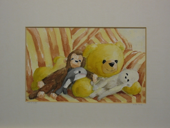 Knuffels van mijn zoon, 24x30 cm, Aquarel 1997