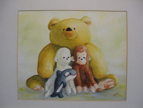 Knuffels van mijn zoon, 40x50 cm, Aquarel 1997