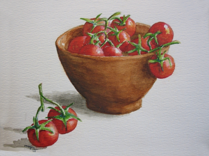 Tomaatjes, 10x15 cm, Aquarel 2008