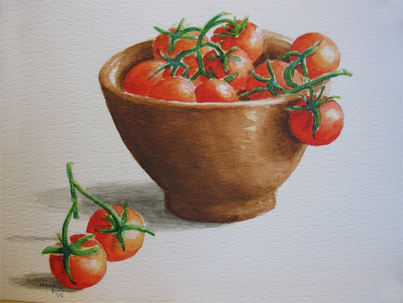 Tomaatjes, 10x15 cm, Aquarel 2008