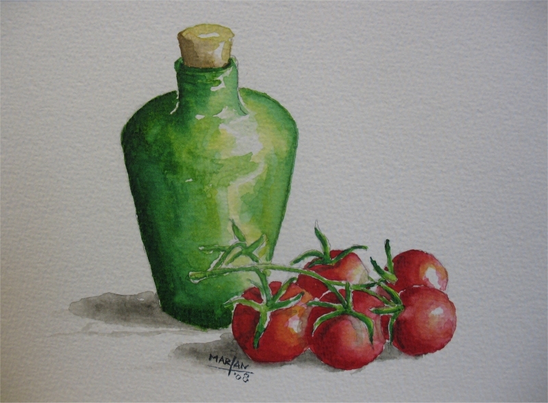 Tomaatjes, 10x15 cm, Aquarel 2008
